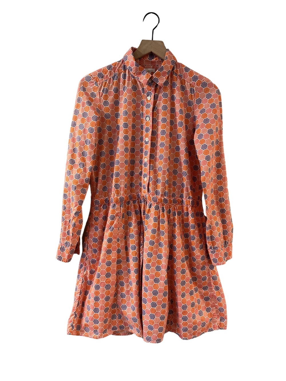 GAP Cotton Geometric Mini Roll Tab Shirt Dress